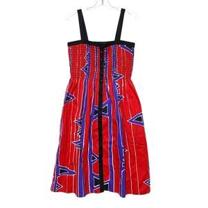 Vintage Bill Tice Smocked Sundress Art Deco Psychedelic Groovy Hippie Womens 4
